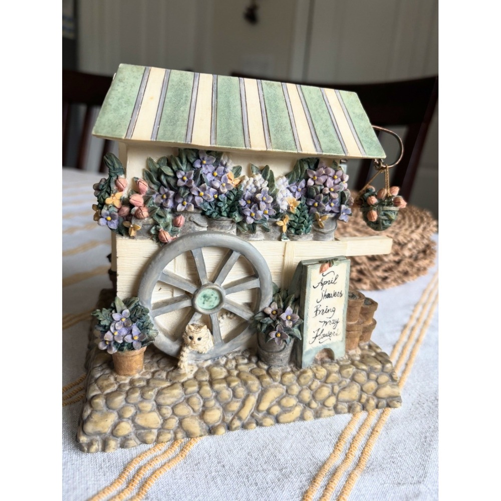 Pfaltzgraff Flower Cart Napkin Holder Resin Floral Garden Cottagecore Decor